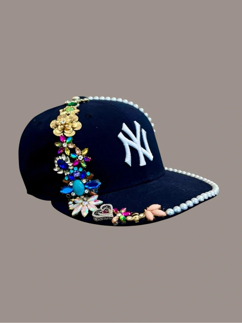 New Era Navy Pearl-Trim NY Embellished Baseball Cap